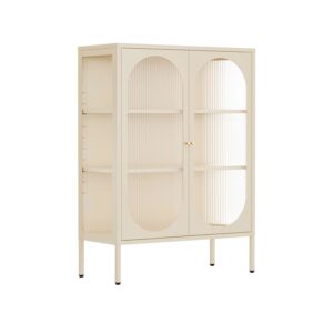 wohnli-moebel-suche-M25133691 Wohnli Möbelsuche - Modernes 2-türiges Sideboard 80 cm aus Metall und ecrufarbenem Glas