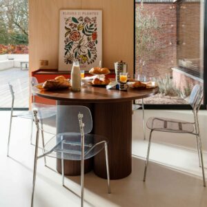 wohnli-moebel-suche-M25133715-1 Moderner runder Esstisch 120 cm dunkler Holzeffekt 0x75x0cm Holz Braun Oviala Möbel Esszimmermöbel Esstische