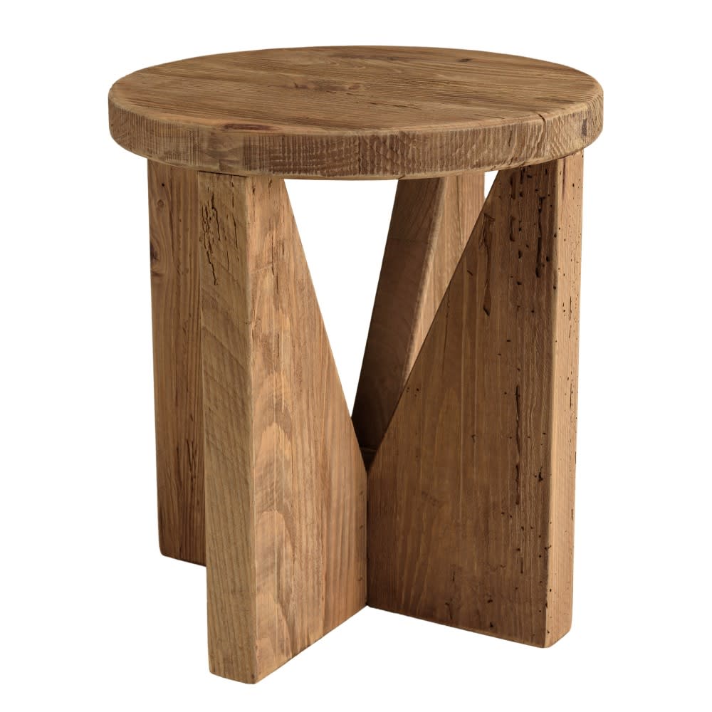 Wohnli Möbelsuche - Runder Hocker recyceltem Kiefernholz