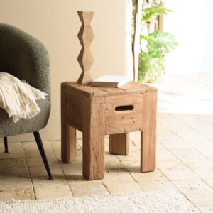 wohnli-moebel-suche-M25136230-1 Hocker recyceltem Kiefernholz 35x40x35cm Holz Braun MACABANE Möbel Wohnzimmermöbel Hocker