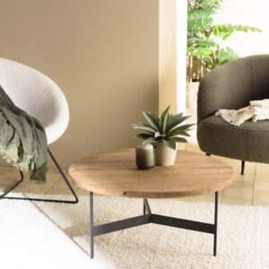 Couchtisch 70 x 70 cm aus recyceltem Kiefernholz 70x34x70cm Holz Braun MACABANE Möbel Wohnzimmermöbel Couchtische