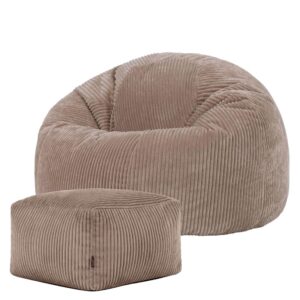 Wohnli Möbelsuche - Klassischer Sitzsack BeanBag mit Hocker aus Cord