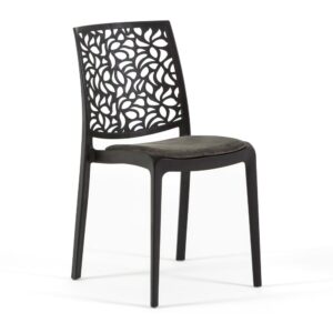 wohnli-moebel-suche-M25136544 Wohnli Möbelsuche - 2er-Set Stühle aus Polypropylen schwarz mit dunkelgrauem Kissen