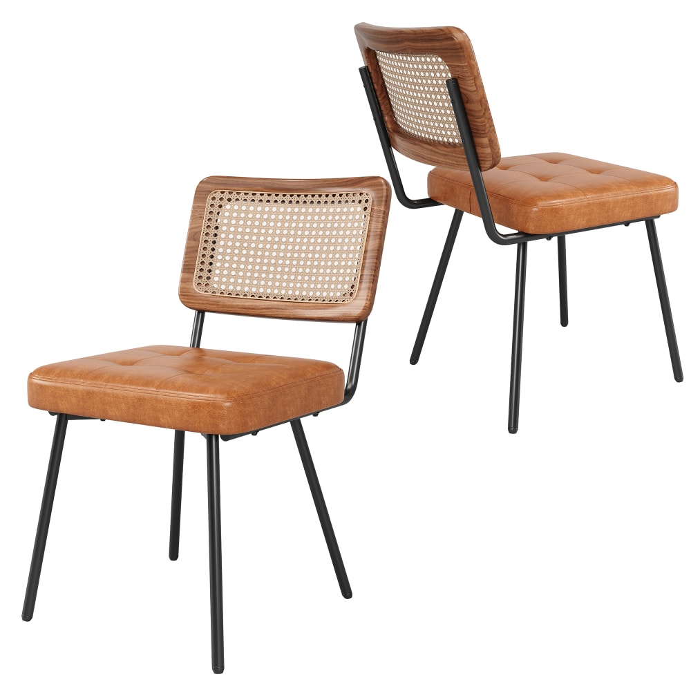 Wohnli Möbelsuche - 2er-Set Vintage-Stühle aus PE-Rattan und Kunstleder