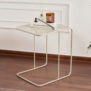 Couchtisch mit Metallplatte H46 cm - Taupe 47x46x57cm Metall Taupe Calicosy Möbel Schlafzimmermöbel Kommoden