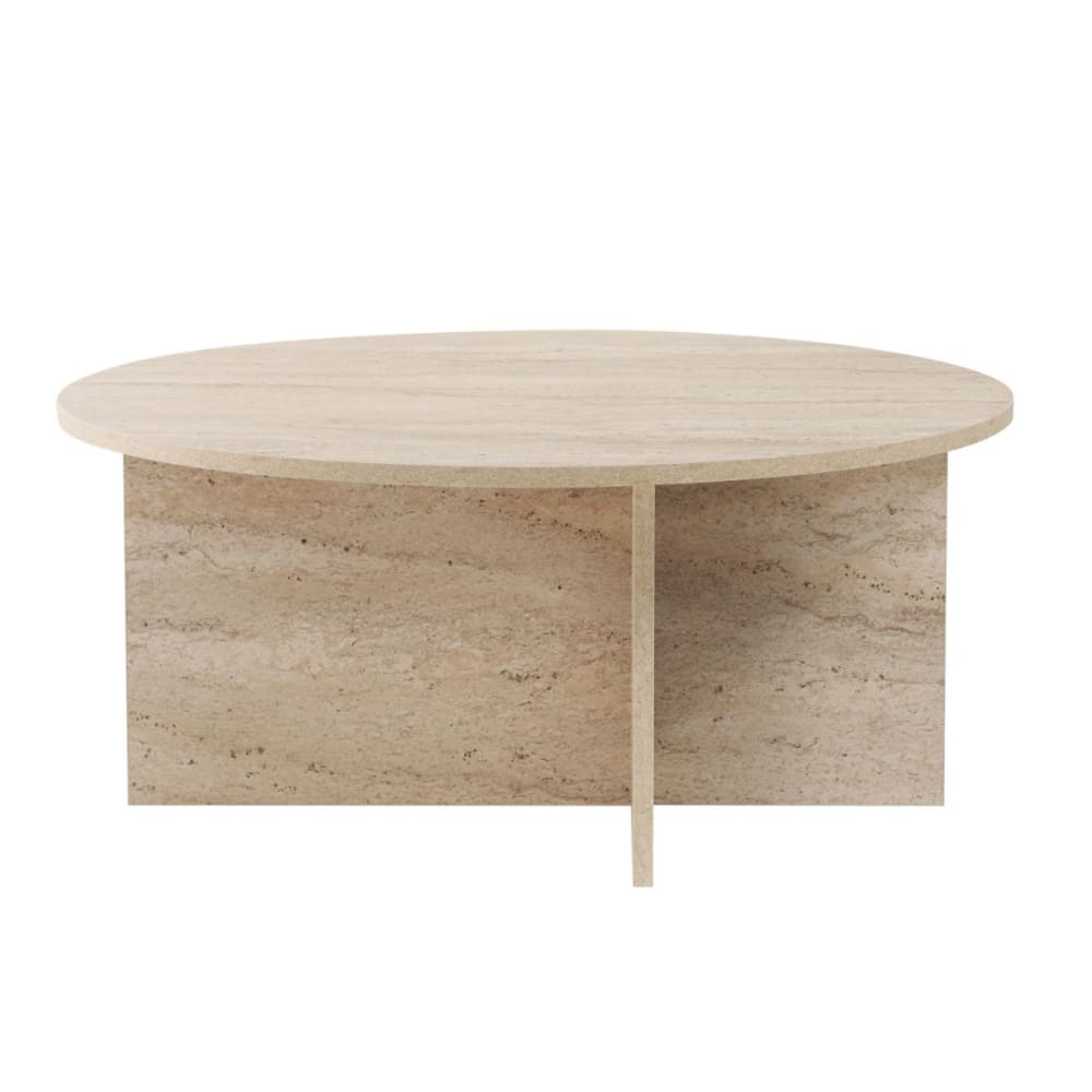 wohnli-moebel-suche-M25137063 Wohnli Möbelsuche - Couchtisch mit abgerundeter Platte L90 cm - Travertindekor
