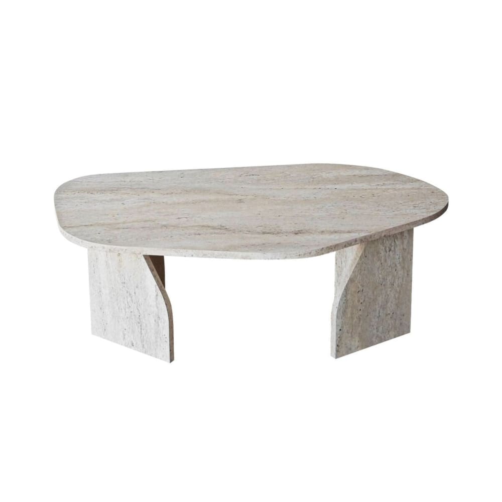 wohnli-moebel-suche-M25137070 Wohnli Möbelsuche - Couchtisch mit organisch geformter Platte L100 cm - Travertindekor