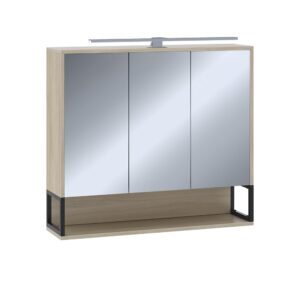 wohnli-moebel-suche-M25137096 Wohnli Möbelsuche - Badspiegelschrank mit LED-Licht Eiche/Schwarz 80x71.5cm