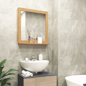 wohnli-moebel-suche-M25137560-1 Badspiegel mit Ablage aus Kiefer 13x65x60cm Holz Braun Loft24 Möbel Badezimmermöbel