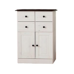 Wohnli Möbelsuche - Waschbeckenunterschrank mit 2 Türen 4 Schubladen aus Kiefer