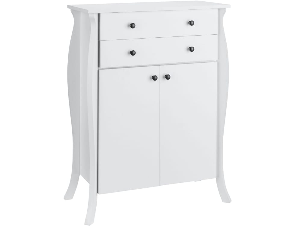 Wohnli Möbelsuche - Waschbeckenunterschrank mit 2 Türen 2 Schubladen in Holzoptik Weiß