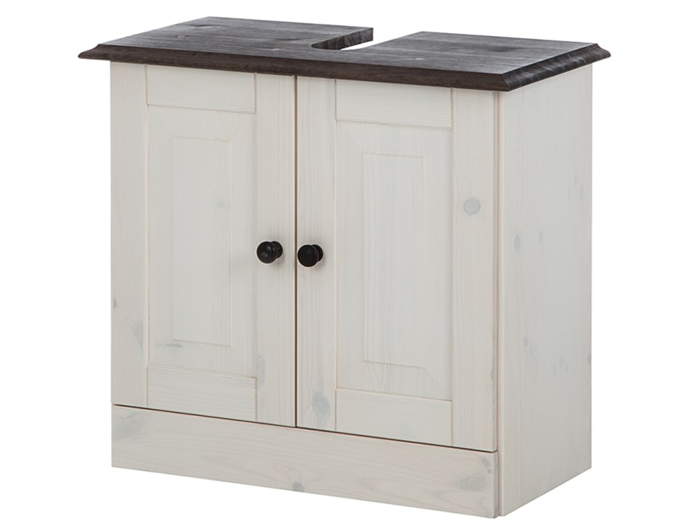 Wohnli Möbelsuche - Waschbeckenunterschrank mit 2 Türen aus Kiefer lackiert Weiß