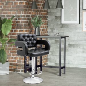 wohnli-moebel-suche-M25138982-1 Tabouret de bar réglable en hauteur revêtement synthétique noir 61x114x50cm PVC - Polyvinlychlorid Schwarz Homcom Möbel Esszimmermöbel Barhocker