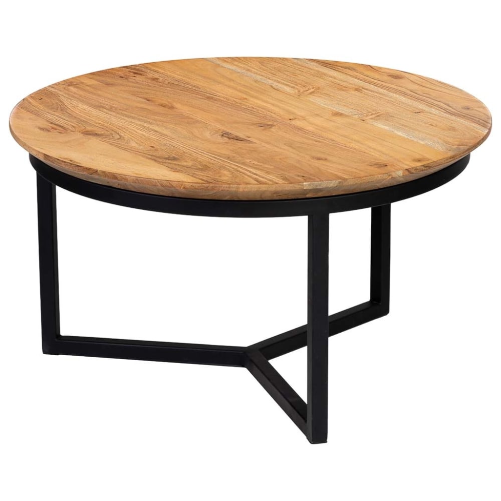 wohnli-moebel-suche-M25139242 Wohnli Möbelsuche - Runder Couchtisch aus natürlichem Mangoholz und Eisen 59x59x33h cm
