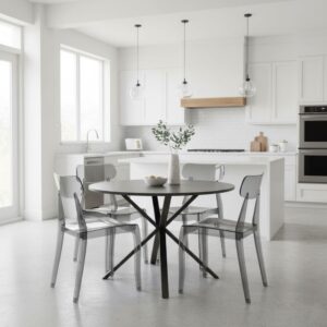 wohnli-moebel-suche-M25139489-1 2er-Set stapelbare Stühle aus Polycarbonat transparent rauchgrau 50x85x46cm PC - Polycarbonat Grau Siediti Fuori e Dentro Möbel Esszimmermöbel Stühle