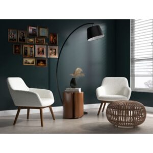wohnli-moebel-suche-M25143217-1 Sessel aus Nussbaumholz und Bouclé-Stoff in Ecru 67x70x63cm Stoff Beige Moloo Sofas und Sessel Sessel, Poufs und Fußbänke Sessel
