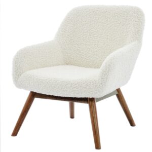 wohnli-moebel-suche-M25143217 Wohnli Möbelsuche - Sessel aus Nussbaumholz und Bouclé-Stoff in Ecru