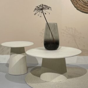 wohnli-moebel-suche-M25143242-1 Runder Couchtisch D50 cm aus Massivholz Elfenbein 50x46x50cm Holz Weiß Moloo Möbel Wohnzimmermöbel Beistelltische