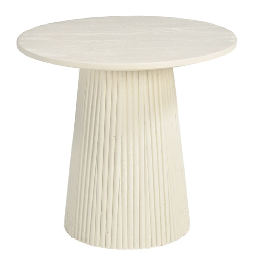 Wohnli Möbelsuche - Runder Couchtisch D50 cm aus Massivholz Elfenbein