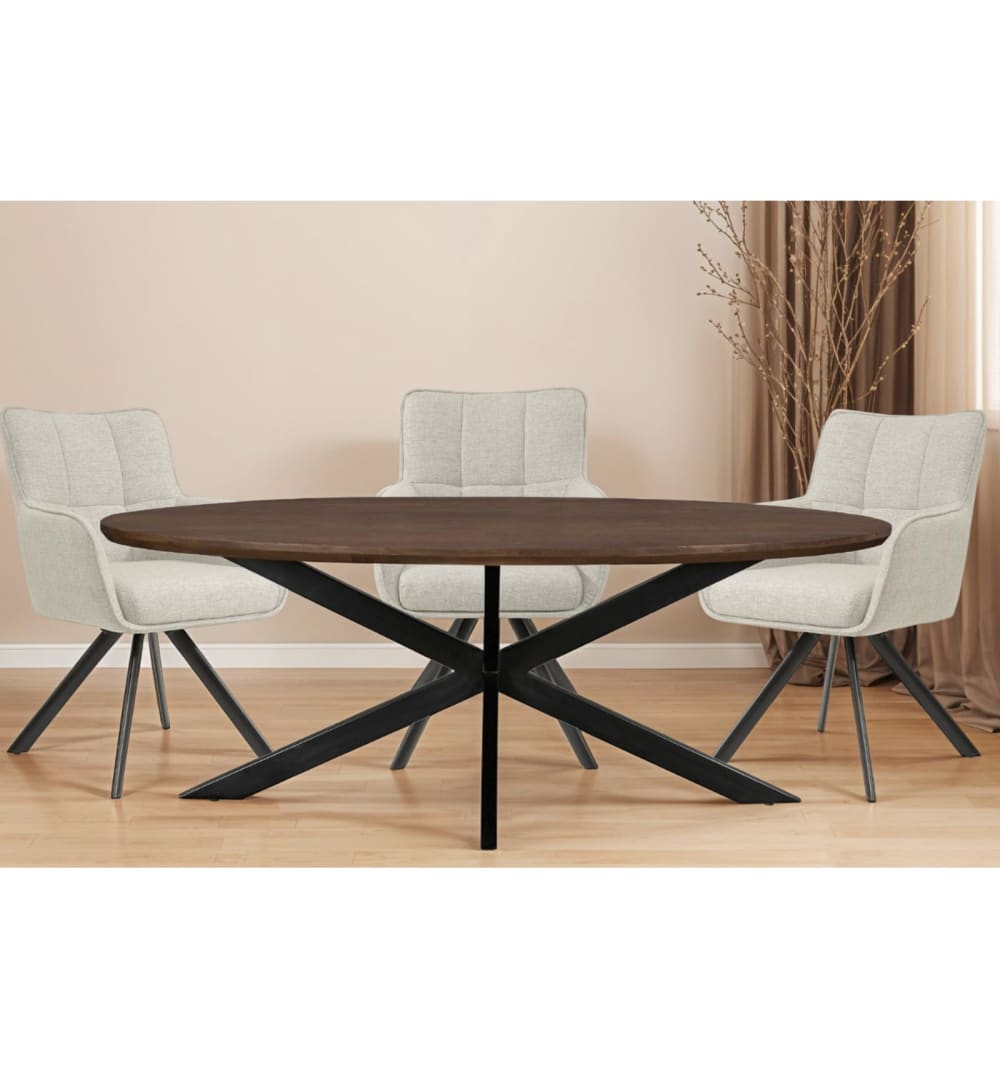 Ovaler Esstisch für 10 Personen 240 cm braunem Holz 240x76x100cm Holz Braun Moloo Möbel Esszimmermöbel Esstische