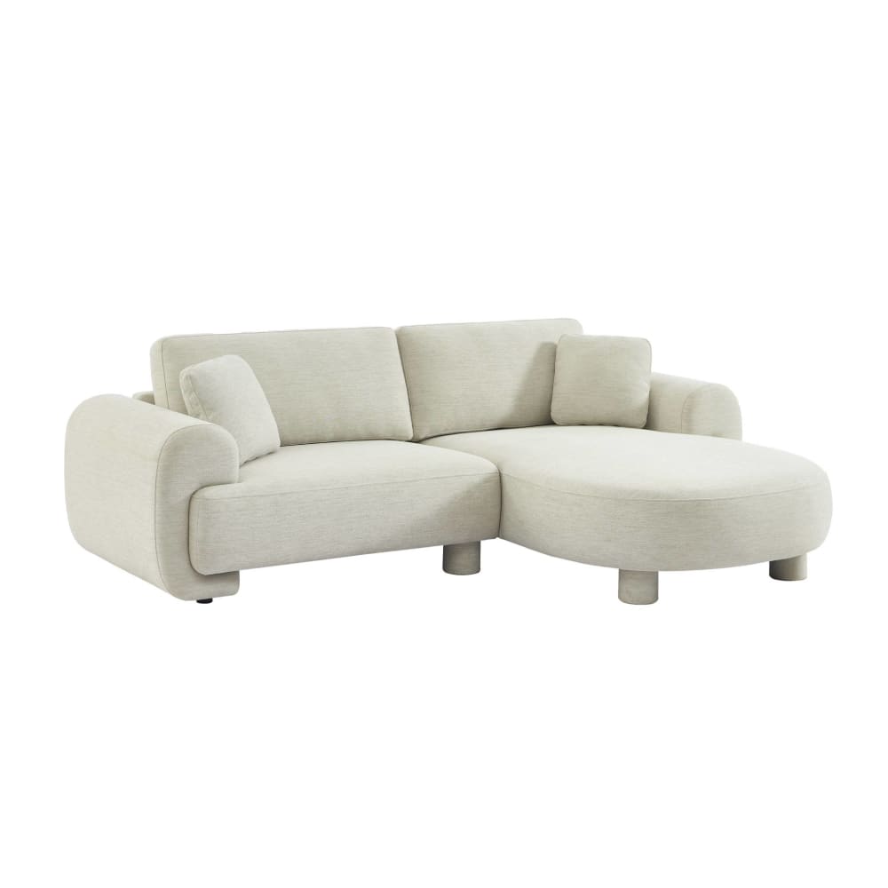 wohnli-moebel-suche-M25143971 Wohnli Möbelsuche - 3-Sitzer Ecksofa Recamiere rechts mit cremefarbenem Stoffbezug