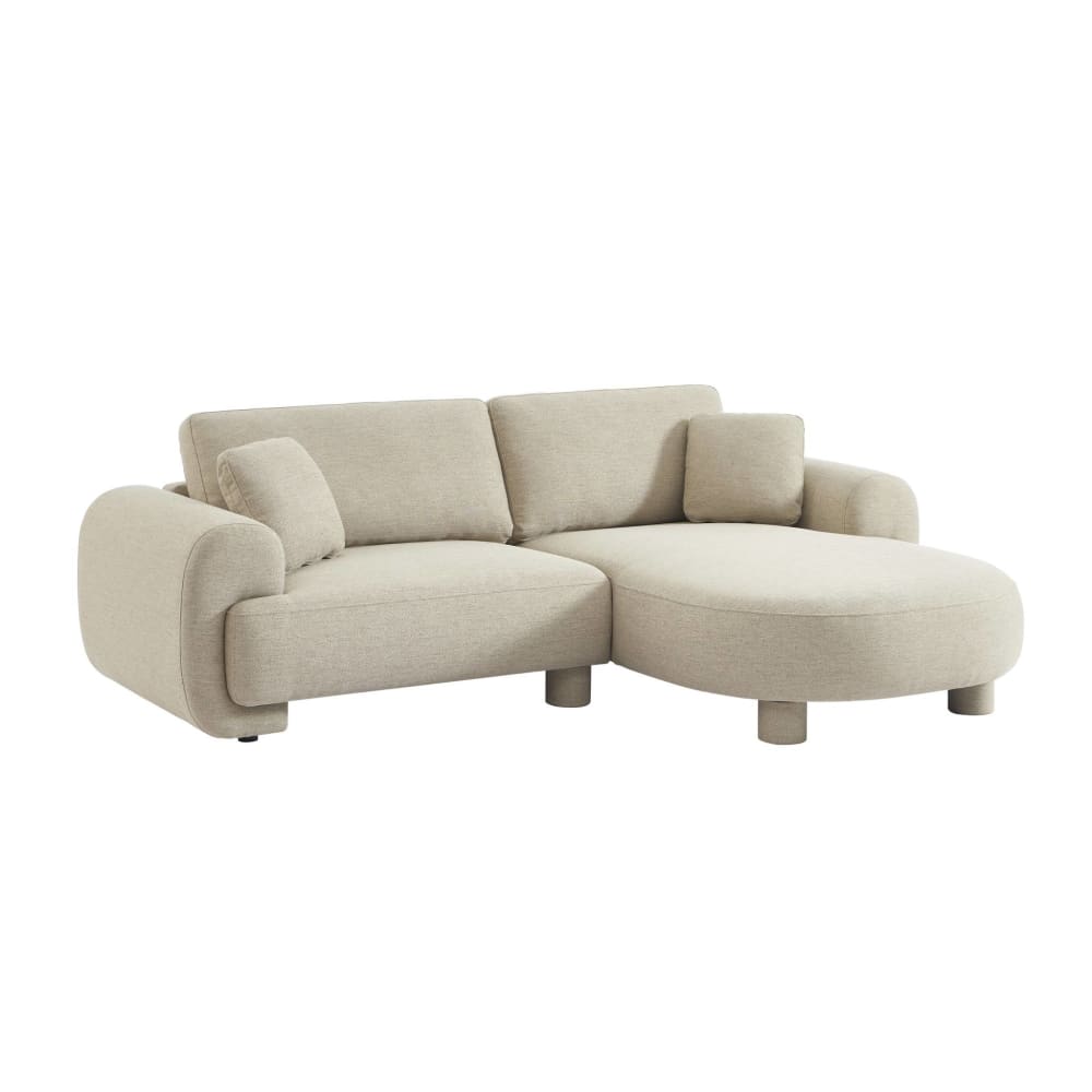 wohnli-moebel-suche-M25143974 Wohnli Möbelsuche - 3-Sitzer Ecksofa Recamiere rechts mit beigem Stoffbezug