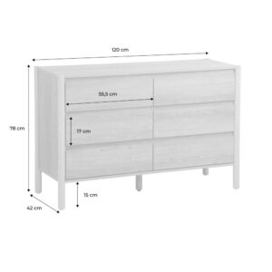 wohnli-moebel-suche-M25143979-1 Kommode Holzdekor 6 Schubladen 120 cm Naturfarbe 120x78x42cm Spanplatte Beige sweeek Möbel Schlafzimmermöbel Kommoden