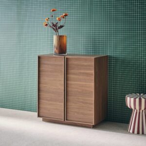 wohnli-moebel-suche-M25144001-1 Anrichte Holzlook 2 Türen 80 cm 4 Fächer nussbaumfarben 80x85x43cm Holz Braun sweeek Möbel Esszimmermöbel Sideboards, Highboards & niedrige Anrichten