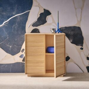 wohnli-moebel-suche-M25144003-1 Anrichte Holzlook 2 Türen 80 cm 4 Fächer naturfarben 80x85x43cm Holz Braun sweeek Möbel Esszimmermöbel Sideboards, Highboards & niedrige Anrichten