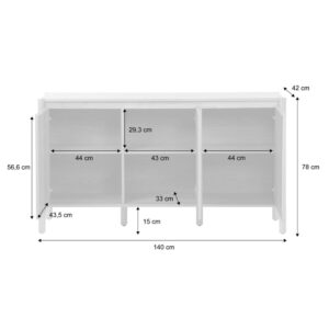 wohnli-moebel-suche-M25144005-1 Sideboard Holzdekor 3 Türen Naturfarbe 140x78x42cm Spanplatte Beige sweeek Möbel Esszimmermöbel Sideboards, Highboards & niedrige Anrichten