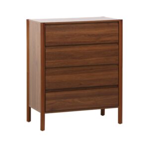 Wohnli Möbelsuche - Kommode Holzdekor 4 Schubladen Nussbaumfarbe 80 cm