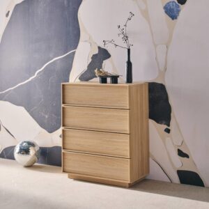 Kommode mit Holzlook naturfarben 4 Schubladen 80x98x43cm Holz Braun sweeek Möbel Schlafzimmermöbel Aufbewahrungsmöbel