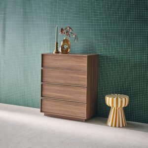 Kommode mit Holzlook nussbaumfarben 4 Schubladen 80x98x43cm Holz Braun sweeek Möbel Schlafzimmermöbel Aufbewahrungsmöbel