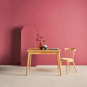 Esstisch Heveaholz und Eichenfurnier naturfarben 140x75x100cm Spanplatte Beige sweeek Möbel Esszimmermöbel Esstische
