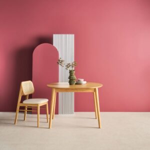 wohnli-moebel-suche-M25144026-1 Ovaler Tisch Heveaholz und Eichenfurnier natur 140x75x100cm Spanplatte Beige sweeek Möbel Esszimmermöbel Esstische