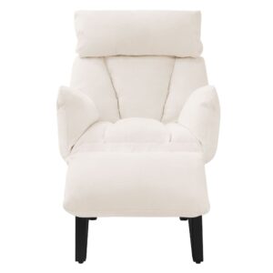 Relaxsessel Beige Leinenbezug verstellbar mit Armlehnen & Fußablage 82x102x85cm PES - Polyester Beige ML-Design Sofas und Sessel Sessel, Poufs und Fußbänke Sessel