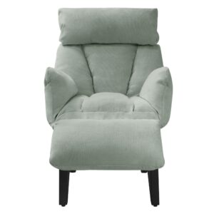 Relaxsessel Grau-Grün Leinenbezug verstellbar mit Armlehnen/Fußablage 82x102x85cm PES - Polyester Grau ML-Design Sofas und Sessel Sessel, Poufs und Fußbänke Sessel