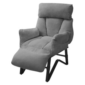 Wohnli Möbelsuche - Relaxsessel Grau Leinenbezug verstellbar mit Armlehnen & Fußablage
