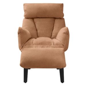 Relaxsessel Braun Leinenbezug verstellbar mit Armlehnen & Fußablage 82x102x85cm PES - Polyester Braun ML-Design Sofas und Sessel Sessel, Poufs und Fußbänke Sessel