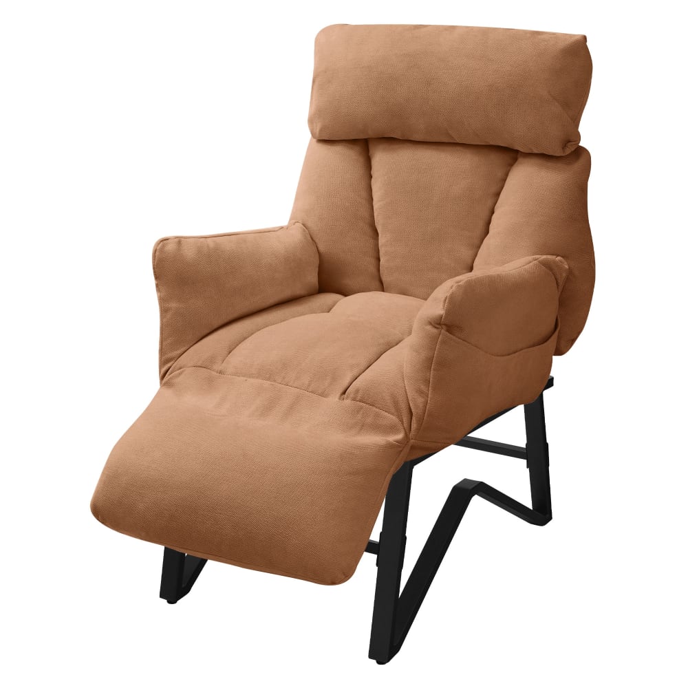 Wohnli Möbelsuche - Relaxsessel Braun Leinenbezug verstellbar mit Armlehnen & Fußablage