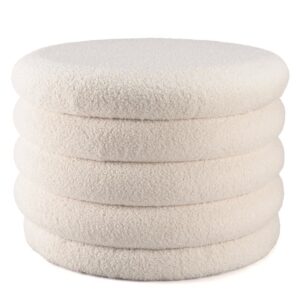 wohnli-moebel-suche-M25145442 Wohnli Möbelsuche - Hocker M aus ecrufarbenem Bouclé-Stoff