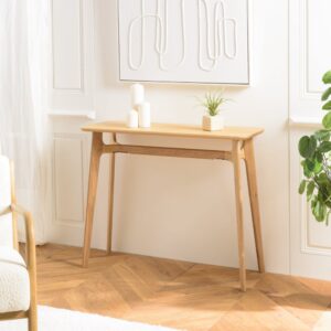 wohnli-moebel-suche-M25145460-1 Konsole 100 x 35 cm aus massiver Eiche 100x80x35cm Holz Braun MACABANE Möbel Wohnzimmermöbel Konsolentische
