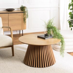 Runder Couchtisch D80 Dekor 80x45x80cm Spanplatte Braun MACABANE Möbel Wohnzimmermöbel Couchtische