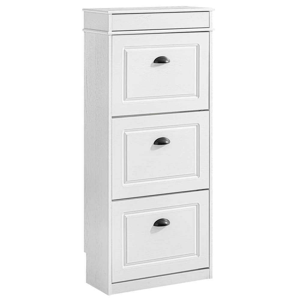 Wohnli Möbelsuche - Schuhschrank schmal mit 3 klappen 53x24x118cm holzmaserungseffekt