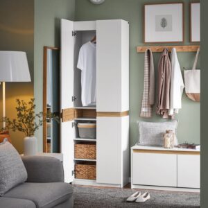 wohnli-moebel-suche-M25145581-1 Kleiderschrank hochschrank küchenschrank aus MDF(E1) weiß 61x192x30cm Spanplatte Weiß SoBuy Möbel Schlafzimmermöbel Schränke