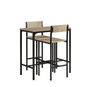 Wohnli Möbelsuche - Bartisch Set mit 2 Barhockern Holz Metall Natur Schwarz