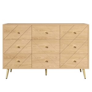 wohnli-moebel-suche-M25145605 Wohnli Möbelsuche - Sideboard mit Geometrischem Muster und 9 Schubladen in Holzoptik