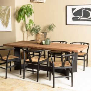wohnli-moebel-suche-M25145655-1 Esstisch rechteckig aus recyceltem Kiefernholz 220x77x100cm Holz Braun MACABANE Möbel Esszimmermöbel Esstische