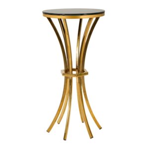 wohnli-moebel-suche-M25146246 Wohnli Möbelsuche - Stehtisch aus Metall und Glas in Gold und Schwarz (Ø 40x81 cm)