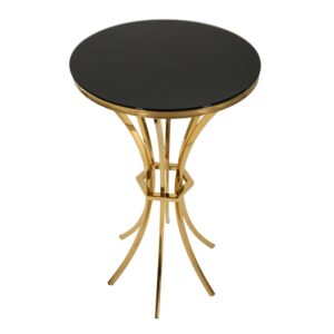 wohnli-moebel-suche-M25146250-1 Stehtisch aus Metall und Glas in Gold und Schwarz (Ø 50x92 cm) 50x92x50cm Metall Gold Mauro Ferretti Möbel Wohnzimmermöbel Beistelltische